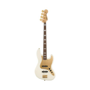 Squier 40th Anniversary Gold Edition Jazz Bass Guitar, Olympic White