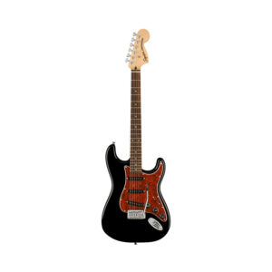 Squier FSR Affinity Series Stratocaster Electric Guitar w/Tortoiseshell Pickguard, Laurel FB, Black