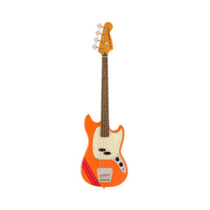 Squier FSR Classic Vibe 60s Competition Mustang Bass Guitar w/ Dakota Red Stripes, Capri Orange
