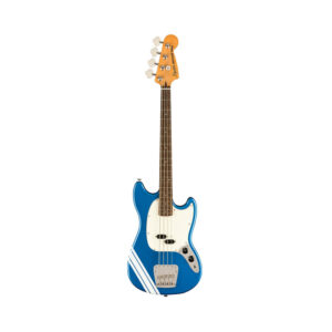 Squier FSR Classic Vibe 60s Competition Mustang Bass w/ Olympic White Stripes, Lake Placid Blue