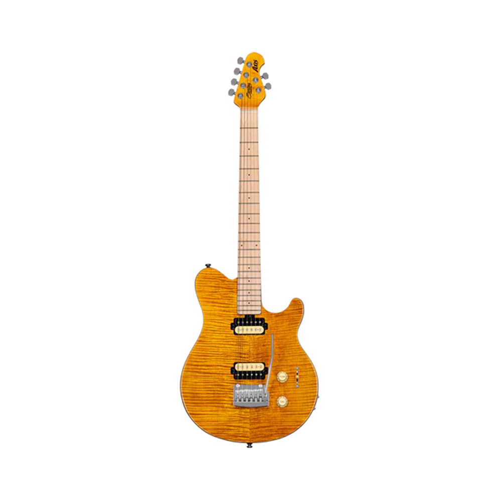 Sterling by Music Man AX3FM Axis Flame Maple Electric Guitar, Maple FB, Trans Gold