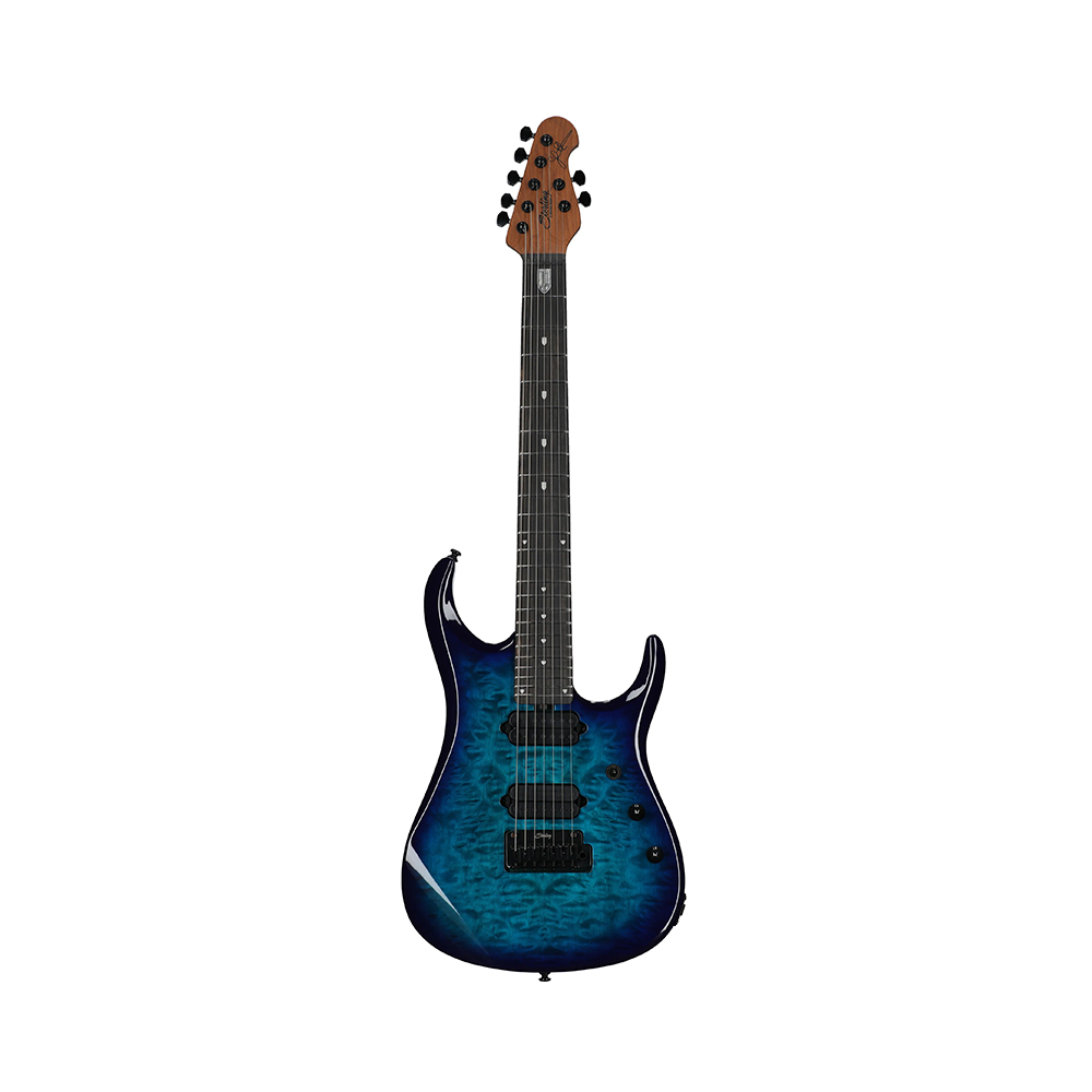 Sterling by Music Man JP157DQM John Petrucci Signature 7-string Electric Guitar, Cerulean Paradise