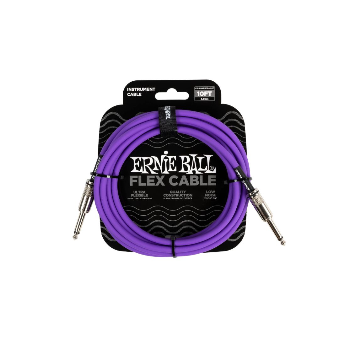 Ernie Ball 10FT Flex Straight to Straight Instrument Cable, Purple