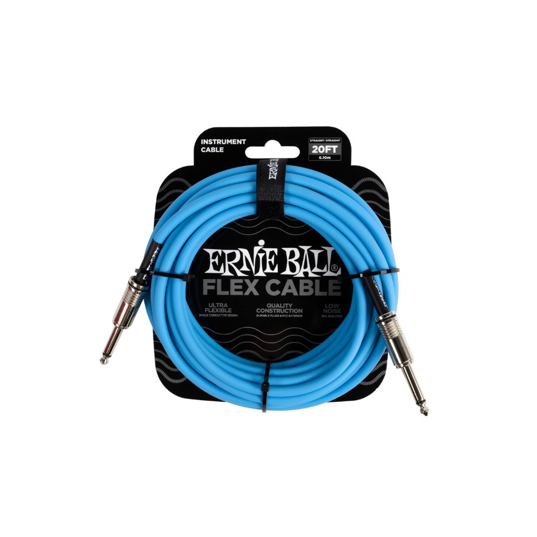 Ernie Ball 20FT Flex Straight to Straight Instrument Cable, Blue