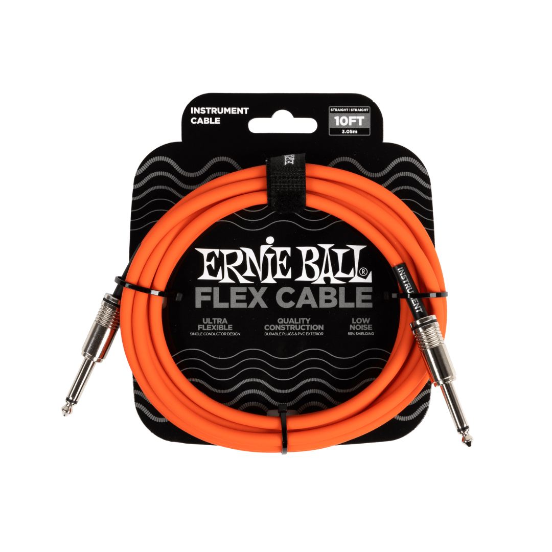 Ernie Ball 20FT Flex Straight to Straight Instrument Cable, Orange