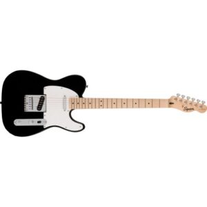 Squier Sonic Telecaster Electric Guitar w/White Pickguard, Maple FB, Black